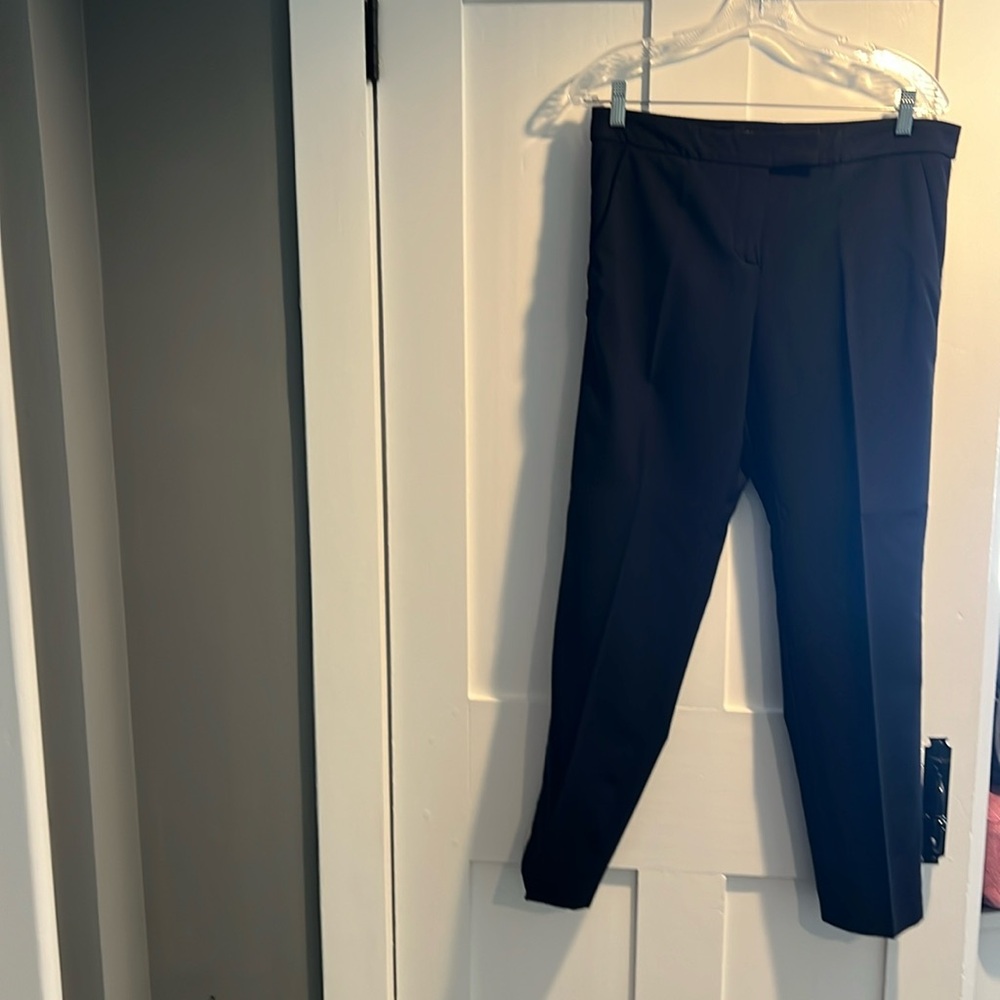 Judith & Charles Navy Tapered Pants with yellow trim